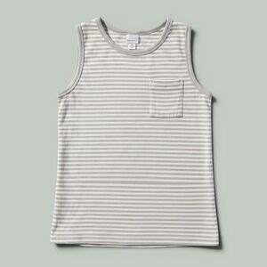 Hanna Andersson Knit Tank Kids Size 10 Gray Striped Good Cotton Slub Jersey Top